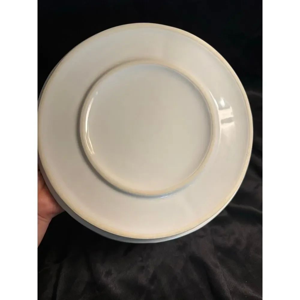 VINTAGE 90’s TRUDEAU SET OF 4 WHITE HEAVY CERAMIC DIVIDED FONDUE PLATES 10 1/2